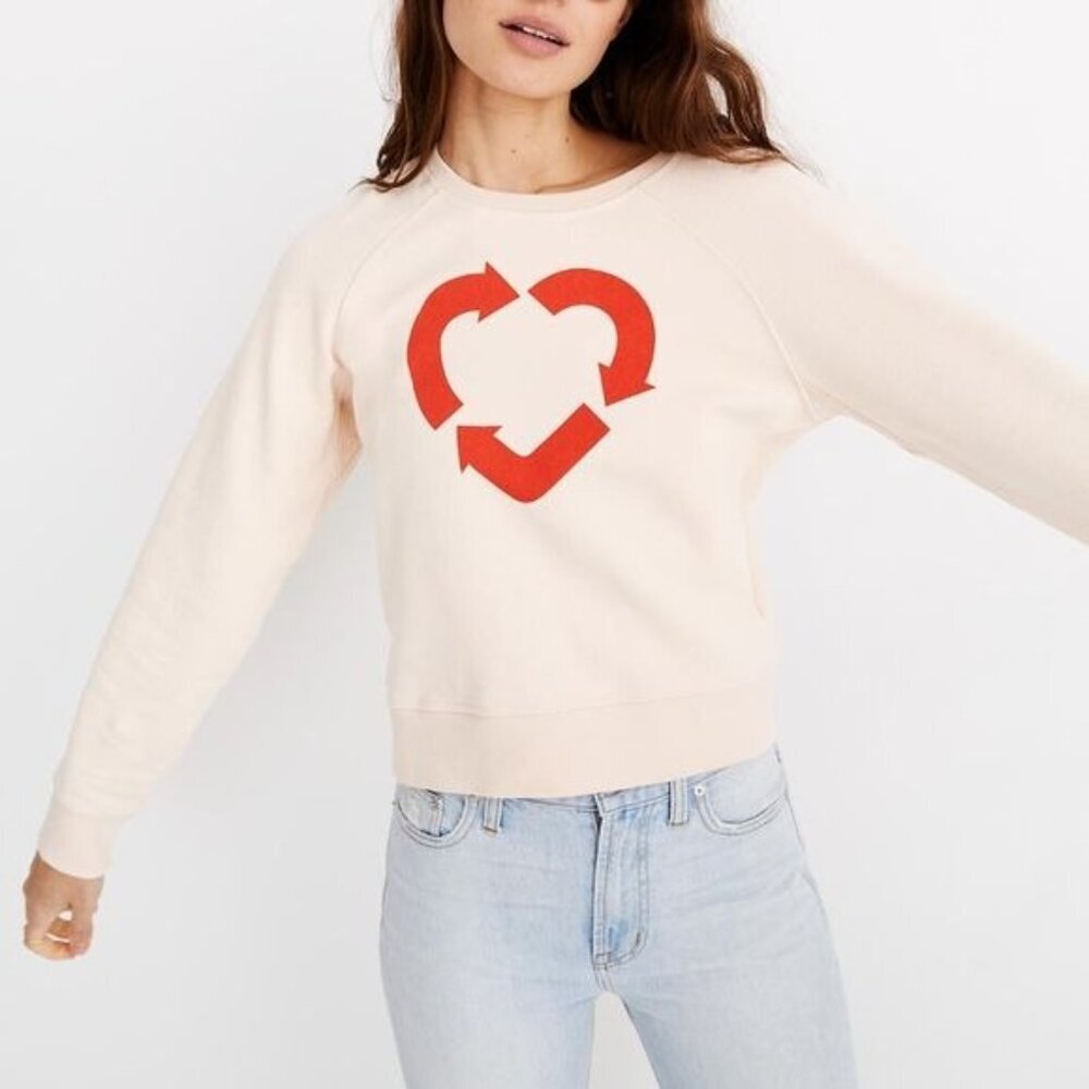 Madewell x Charity Water Heart Recycling Long Sleeve Sweatshirt Pullover Top - Picture 2 of 10